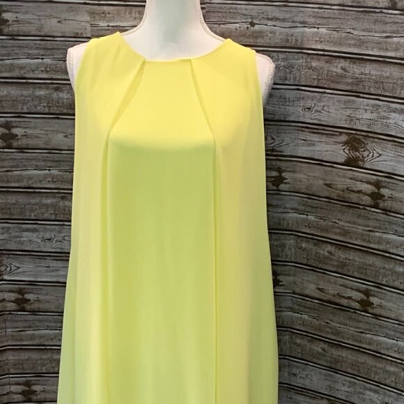 🔥🔥SALE🔥🔥CATHERINE LILLYWHITE'S Yellow Sleeveless Flowing Mini Dress - Picture 2 of 7